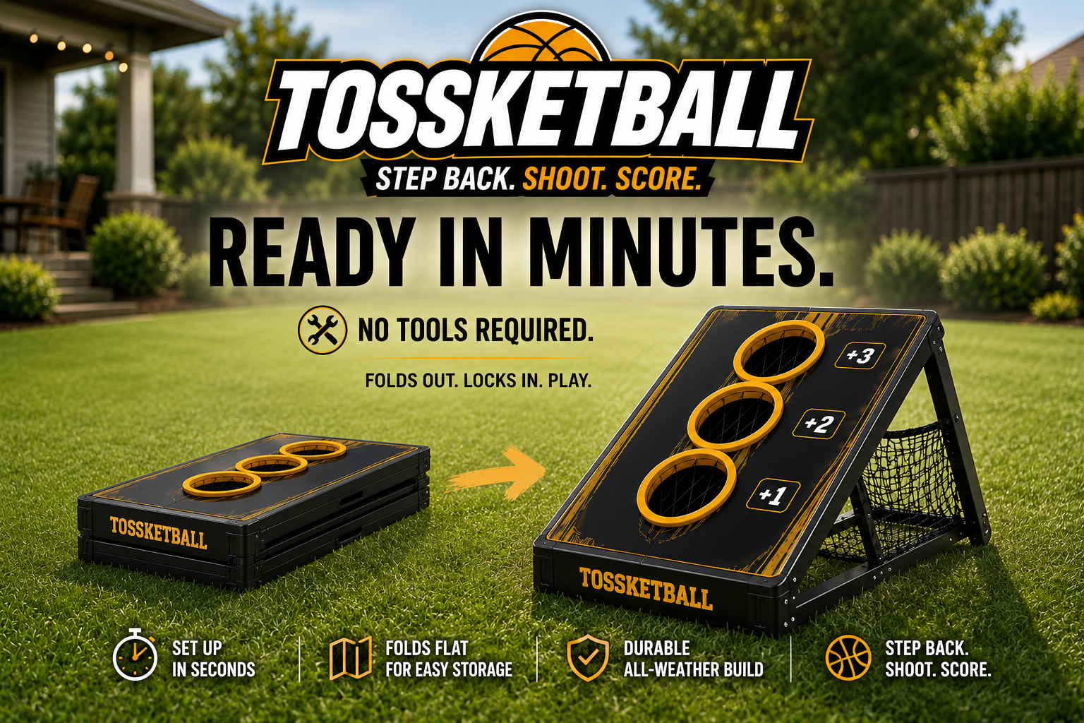 Player shooting a mini basketball at the Tossketball board