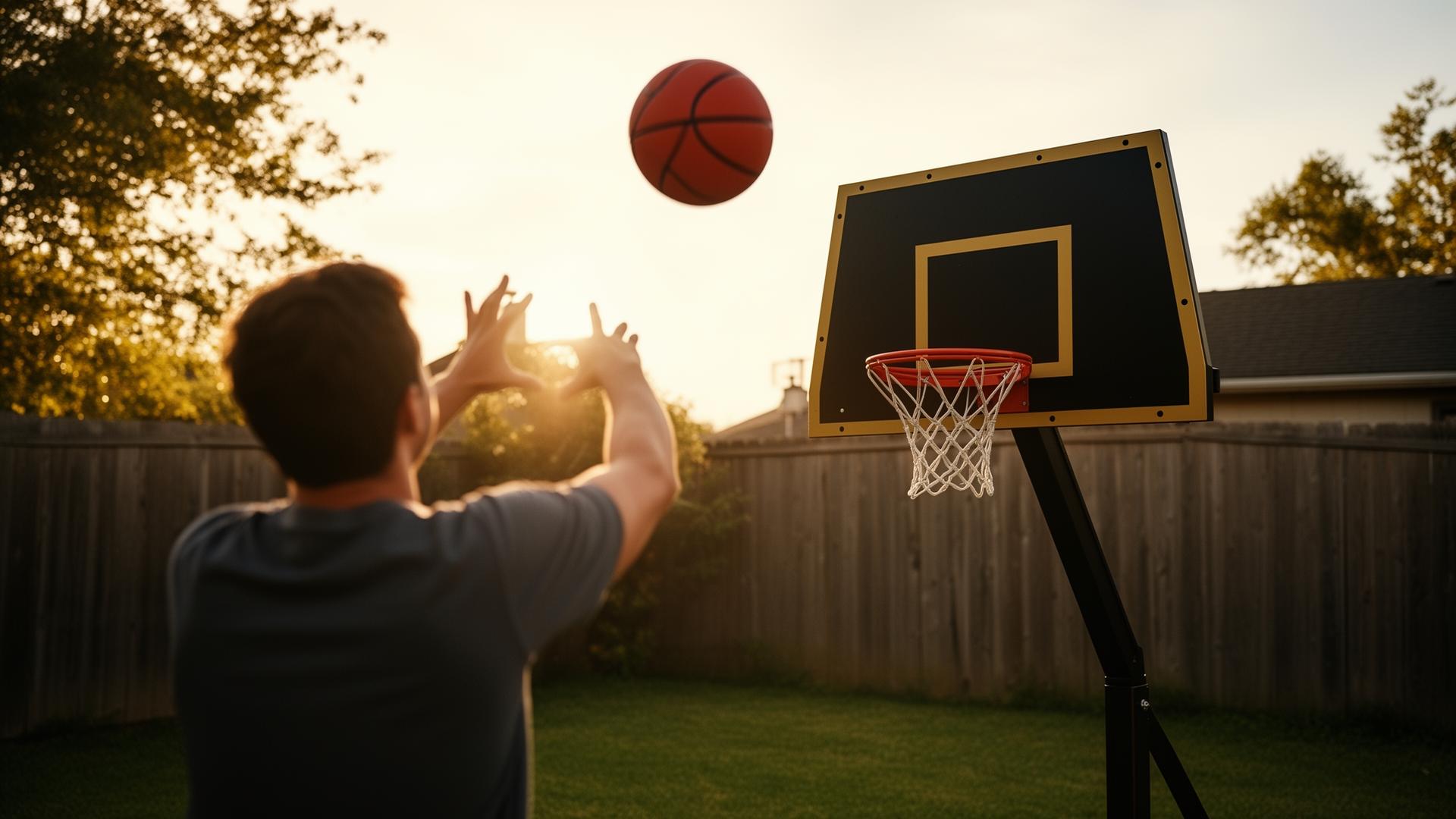 Player shooting a mini basketball at the Tossketball board
